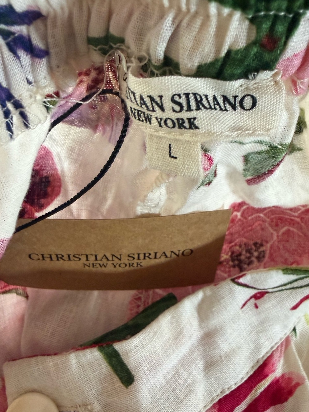 CHRISTIAN SIRIANO Linen Blend Floral Pants Size L NEW - Picture 4 of 6